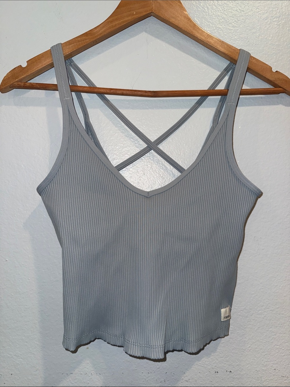 Vuori Ribbed Crossback Tank Top - Light Gray size XS